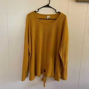 Mustard Yellow Tie-Front Sweater